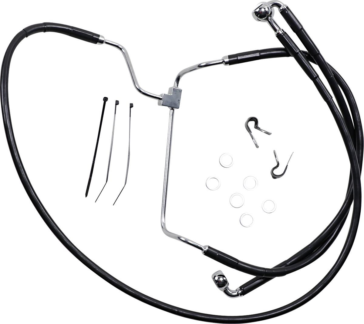Drag Specialties Black Vinyl Standard +8 Brake Line fits 14-19 Harley Touring