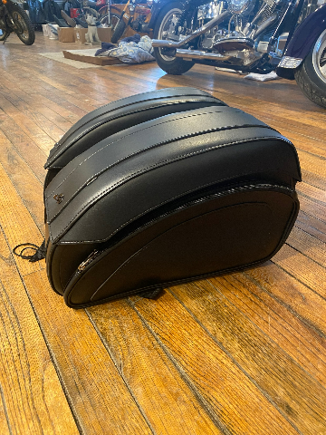 Saddlemen Cruis'n Deluxe Black Leather Saddlebag & Supports fits Harley Davidson