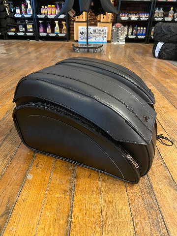 Saddlemen Cruis'n Deluxe Black Leather Saddlebag & Supports fits Harley Davidson