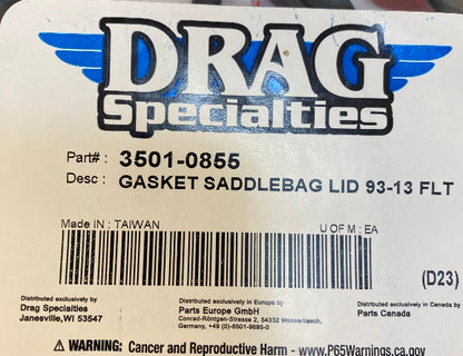 Drag Specialties Hard Saddlebag Lid Gasket fits 1993-2013 Harley Touring FLHR
