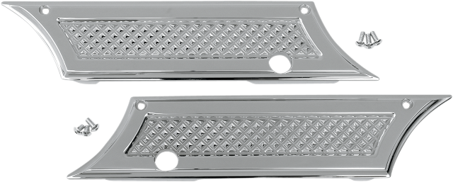Eddie Tortta Chrome Diamond Cut Motorcycle Saddlebag Latch Covers 93-13 Harley