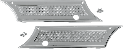 Eddie Tortta Chrome Diamond Cut Motorcycle Saddlebag Latch Covers 93-13 Harley