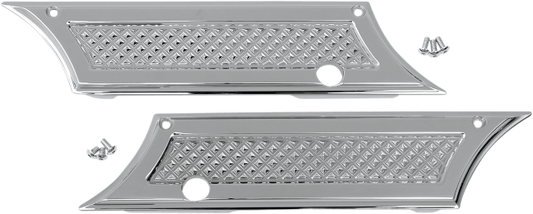 Eddie Tortta Chrome Diamond Cut Motorcycle Saddlebag Latch Covers 93-13 Harley