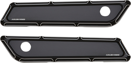 Arlen Ness Black Beveled Saddlebag Hinge Covers 2014-2024 Harley Touring FLHTCU