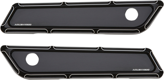 Arlen Ness Black Beveled Saddlebag Hinge Covers 2014-2024 Harley Touring FLHTCU
