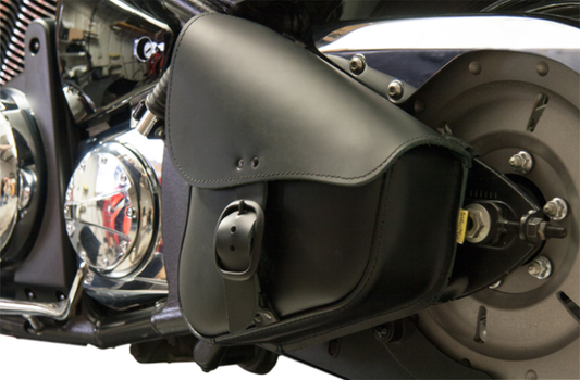 Willie & Max Black Leather Left Side Swing Arm Saddlebag 86-17 Harley Softail