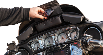 Kuryakyn 5261 Black 3 Pocket Windshield Fairing Pouch For 14-19 Harley Touring
