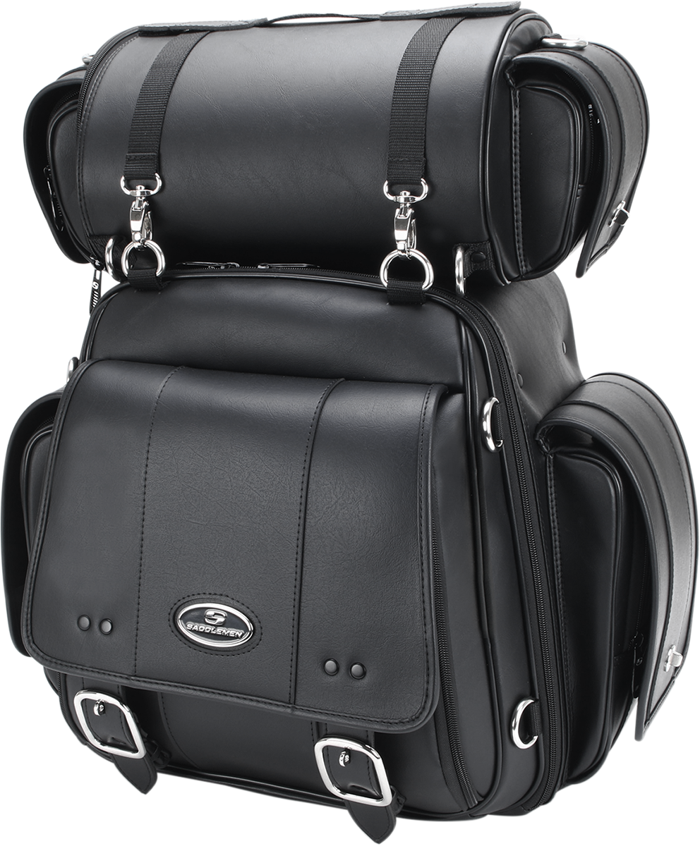 Saddlemen Black Leather CD3600 Rear Motorcycle Sissy Bar Bag Harley Davidson