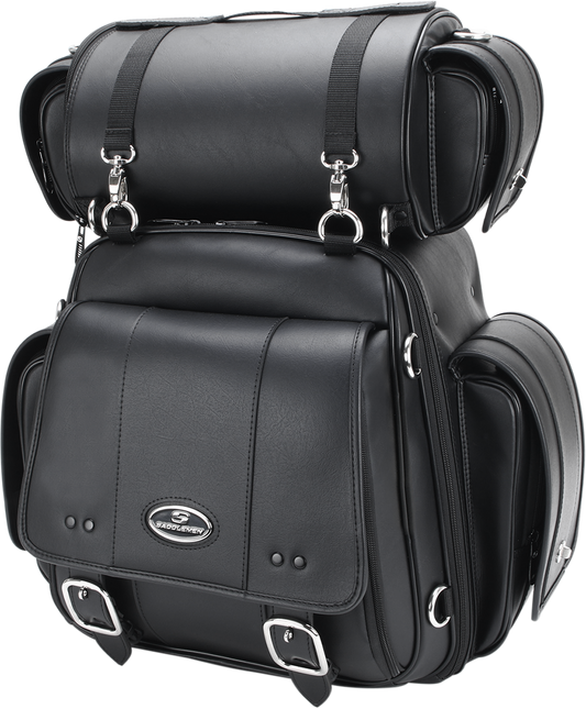 Saddlemen Black Leather CD3600 Rear Motorcycle Sissy Bar Bag Harley Davidson