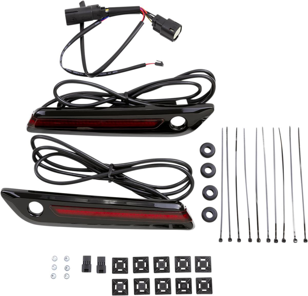 Ciro Black Red LED Saddlebag Hinge Latch Covers 2014-2024 Harley Touring Models