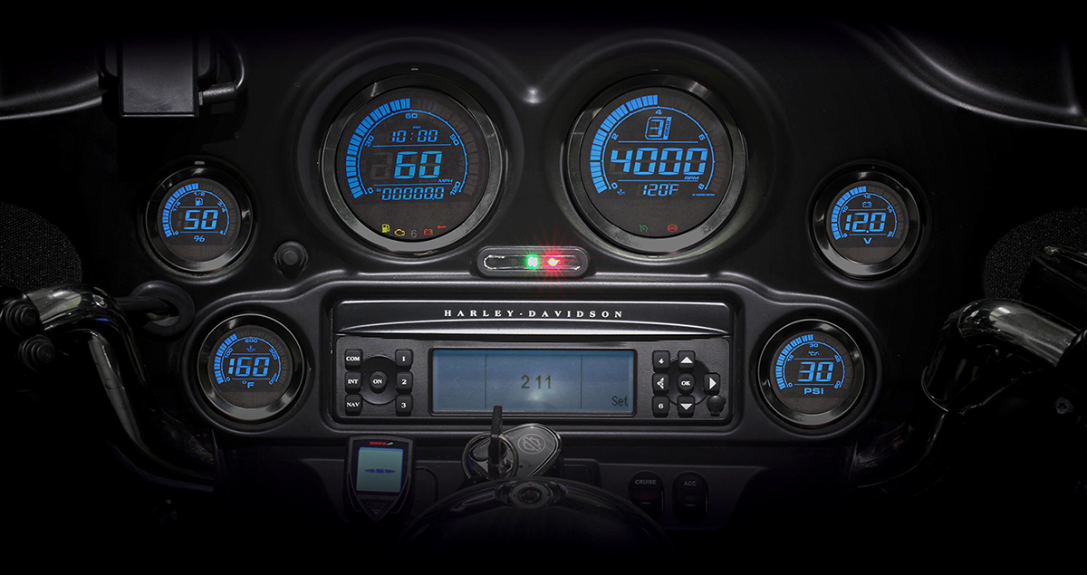 Koso Black 6-Piece Fairing Digital Gauge Set 2004-2013 Harley Touring Models