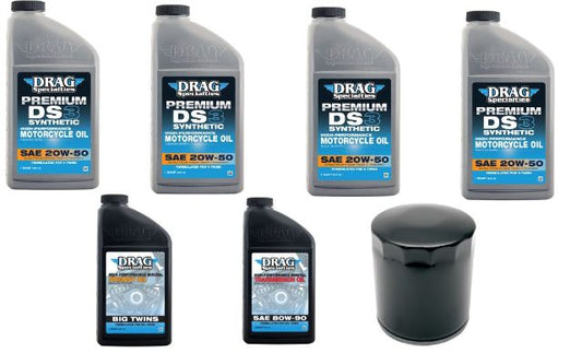 Drag Specialties 20W-50 Synthetic Oil & Black Filter Change Kit 1999-2017 Harley