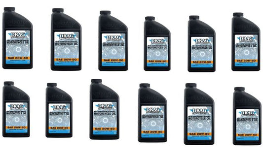 Drag Specialties 12qt Regular Base Case 20W50 Universal Motorcycle Engine Oil