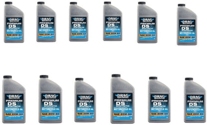Drag Specialties 12qt Synthetic Base Case 20W50 Universal Motorcycle Engine Oil