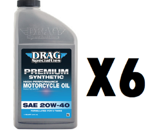 Drag Specialties 6qt Synthetic Base Case 20W40 Motorcycle Engine Oil for Indian