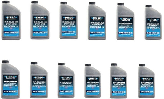 Drag Specialties 12qt Synthetic Base Case 15W60 Motorcycle Engine Oil for Indian