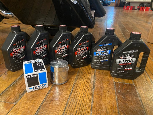 Maxima Complete Synthetic Oil Change Kit Chrome Filter for 1999-17 Harley Models