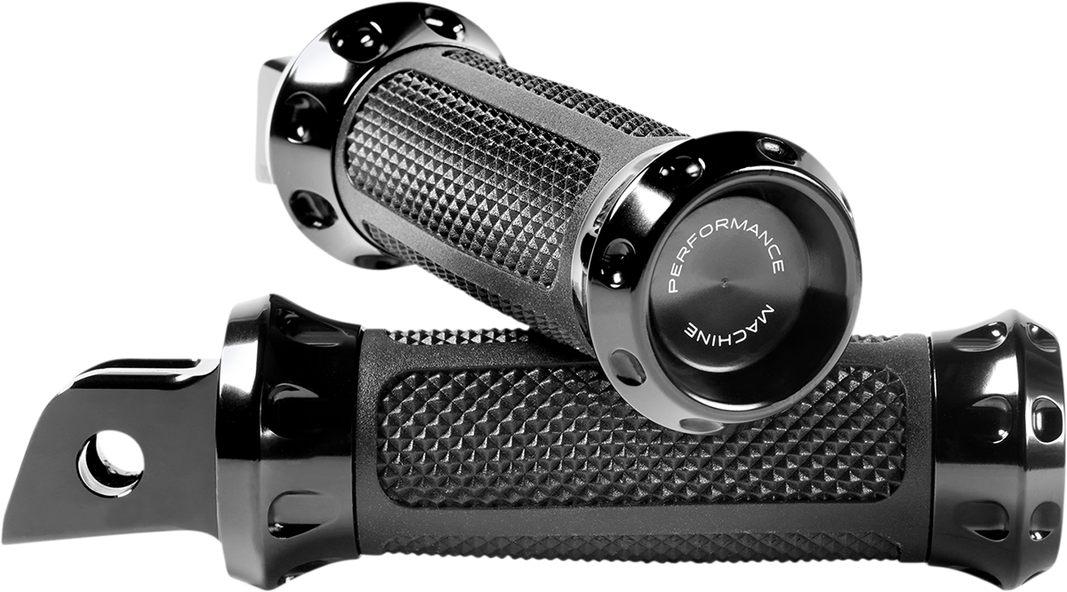 Performance Machine Black Over Drive Driver Foot Pegs 2018-2020 Harley Softail