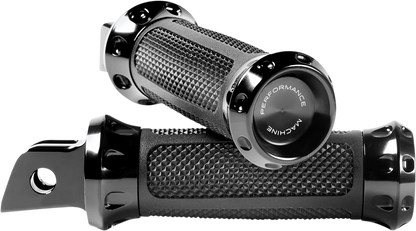 Performance Machine Black Over Drive Driver Foot Pegs 2018-2020 Harley Softail