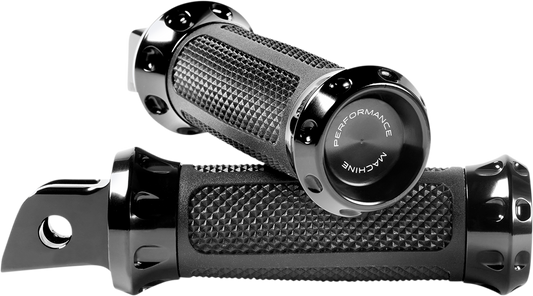 Performance Machine Black Over Drive Driver Foot Pegs 2018-2020 Harley Softail