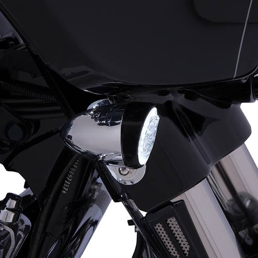 Ciro Fang Black LED Front Dual Turn Signal Inserts for 2002-2024 Harley Touring