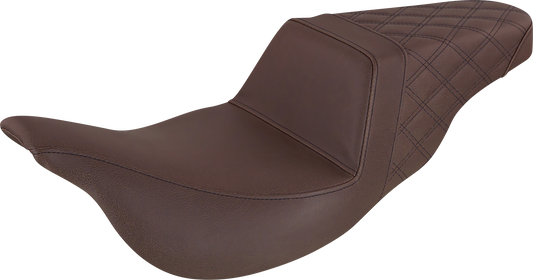 Saddlemen Step-Up Brown Rear Lattice Stitch Seat for 2008-2024 Harley Touring