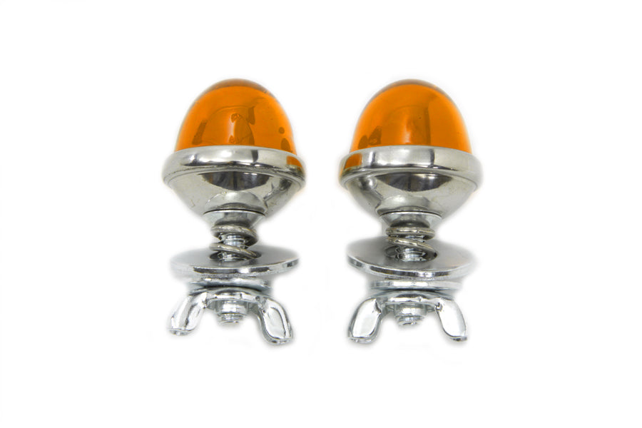 VTwin Pair Amber Glass License Plate Frame Reflector Bolt Set for Harley