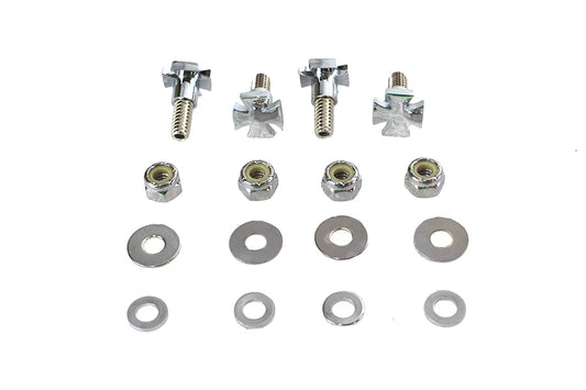 VTwin Chrome Maltese Cross Rear License Plate Frame Mount Bolt Kit fits Harley
