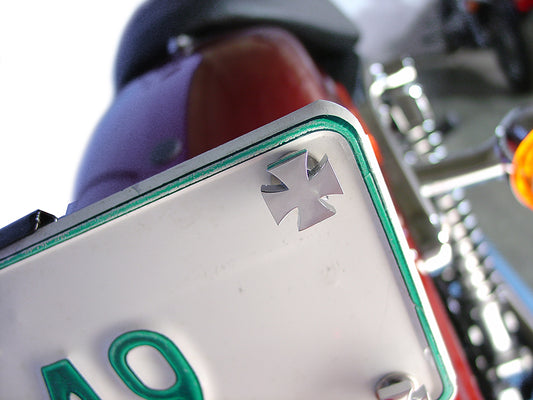 VTwin Chrome Maltese Cross Rear License Plate Frame Mount Bolt Kit fits Harley