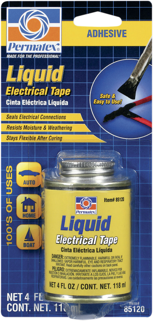 Permatex 4oz Weatherproof Brush Top Can Liquid Electrical Tape for Harley