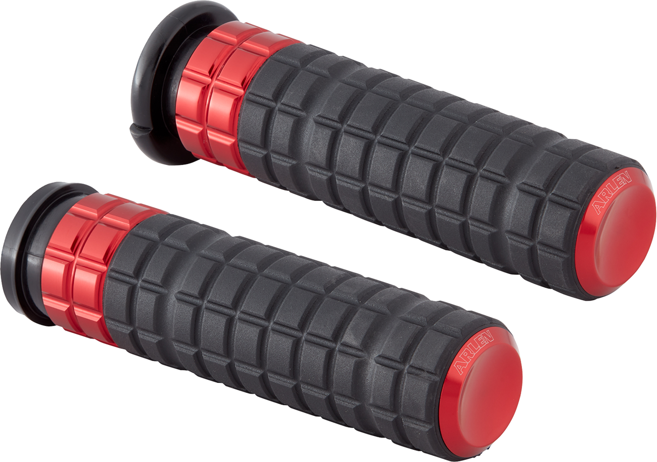 Arlen Ness Speedliner Red TBW Handlebar Hand Grips 2008-2024 Harley Touring