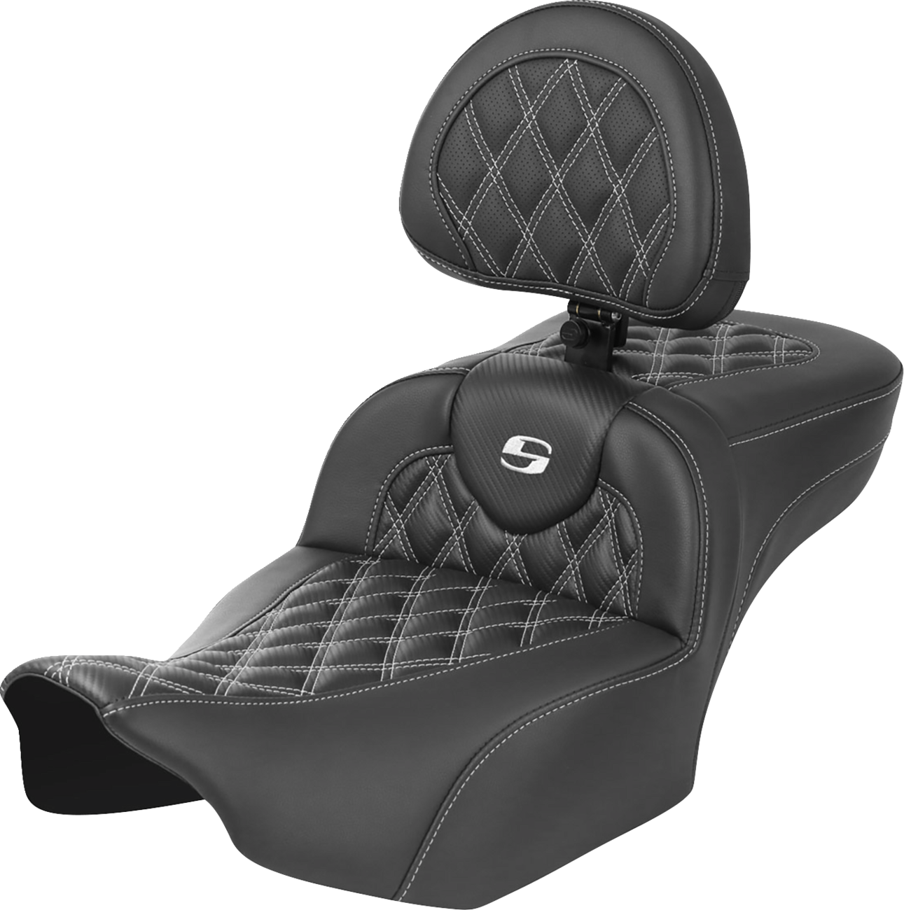 Saddlemen Roadsofa White Lattice Extended Seat w/ Backrest 23-25 Harley Touring