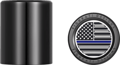 Figurati Blue Line USA Flag Short Magnetic Docking Hardware Covers for Harley