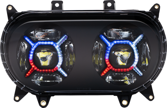 Custom Dynamics ProGLOW Double-X LED Headlight for 2015-2024 Harley Road Glide