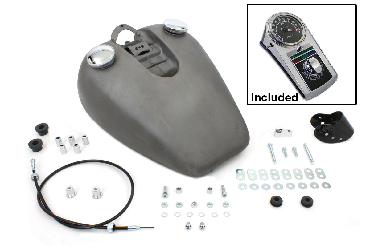 VTwin Bobbed 3.2 Gallon Gas Tank & Speedo Kit 1982-1994 Harley Sportster XL
