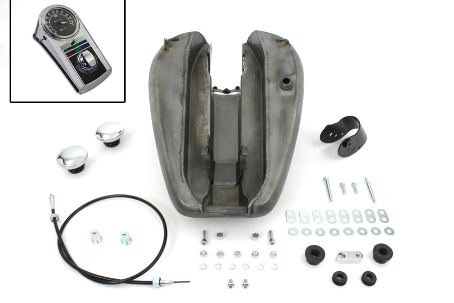 VTwin Bobbed 3.2 Gallon Gas Tank & Speedo Kit 1982-1994 Harley Sportster XL
