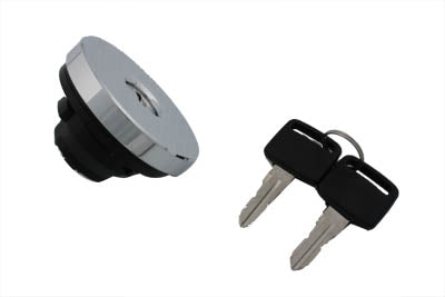 Vtwin Vented Aircraft Style Chrome Gas Fuel Cap w/ Keys for Harley Davidson