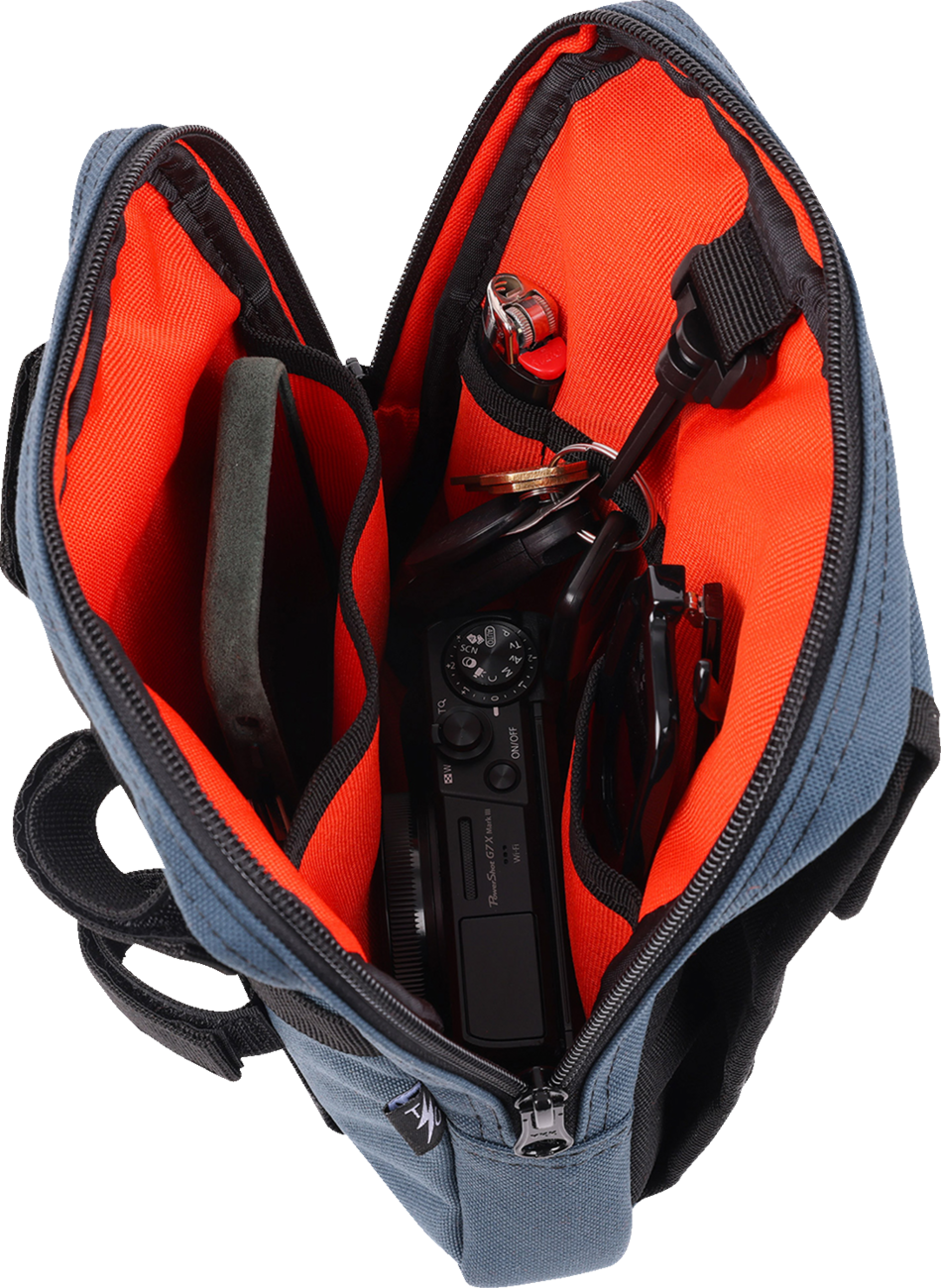 Thrashin Supply Blue Motorcycle Handlebar Storage Bag Slim for Harley THB-0029