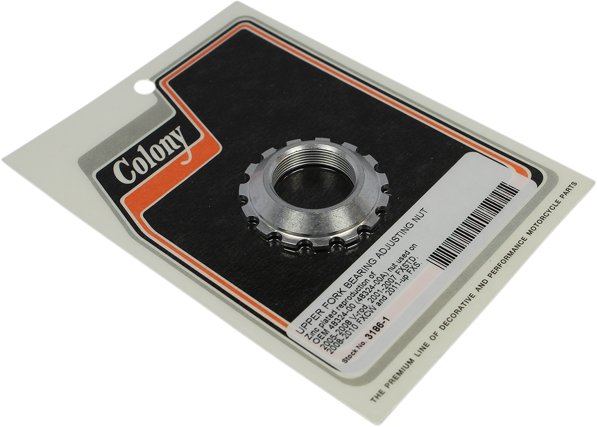 Colony Upper Fork Bearing Adjuster Nut 2001-2017 Harley Softail V-Rod FXS Rocker