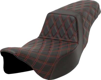 Saddlemen Step Up Extended Red Lattice Gelcore Seat for 2008-2024 Harley Touring