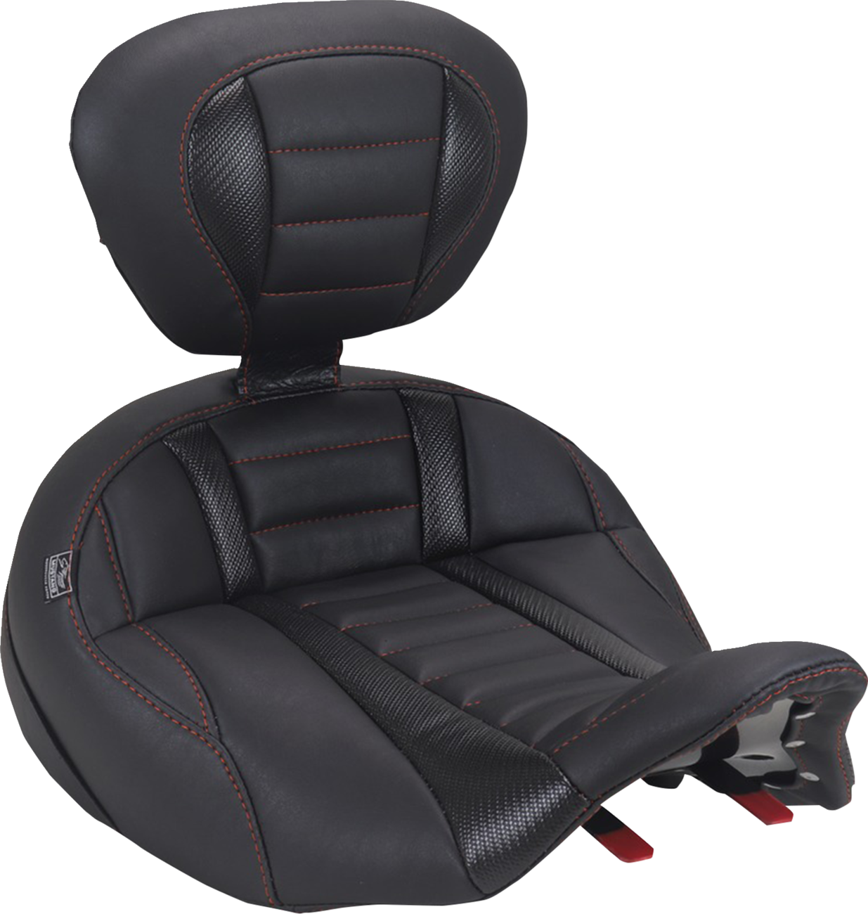 Mustang Deluxe Tour Red Stitch Solo Seat & Backrest fits 2023-26 Harley Touring