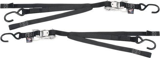 Powertye MFG 1" Black Motorcycle Ratchet Strap Tie Downs for Harley Davidson