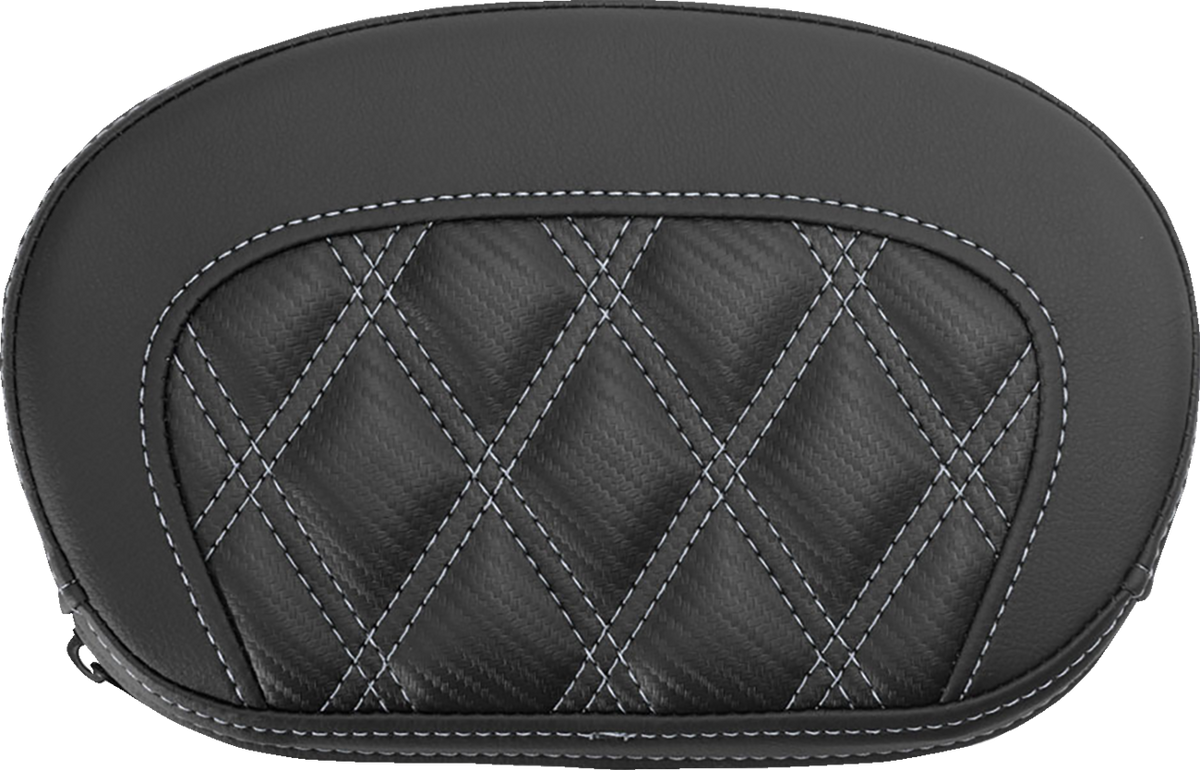 Saddlemen Mini Contour Silver Carbon Lattice Stitch Sissy Bar Pad for Harley