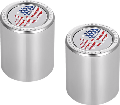 Figurati Skull USA Flag Short Magnetic Docking Hardware Covers for Harley