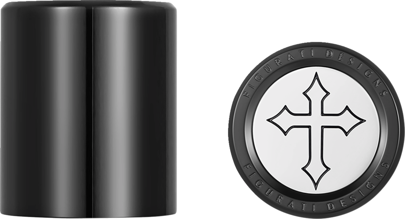 Figurati Cross Black Steel Medium Magnetic Docking Hardware Covers for Harley