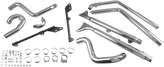 Bassani True Dual 33" Fishtail Exhaust System 2007-2017 Harley Softail FLST FXST