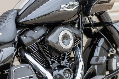 S&S Black Carbon Fiber Teardrop Stealth Air Filter Cover for Harley Davidson