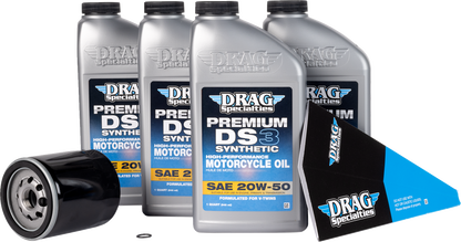 Drag Specialties Black 20W-50 Synthetic Motor Oil Change Kit for Harley Twin Cam
