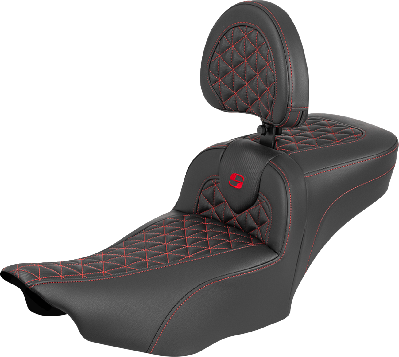 Saddlemen Roadsofa Red Tri Grip Extended Seat Backrest for 23-25 Harley Touring