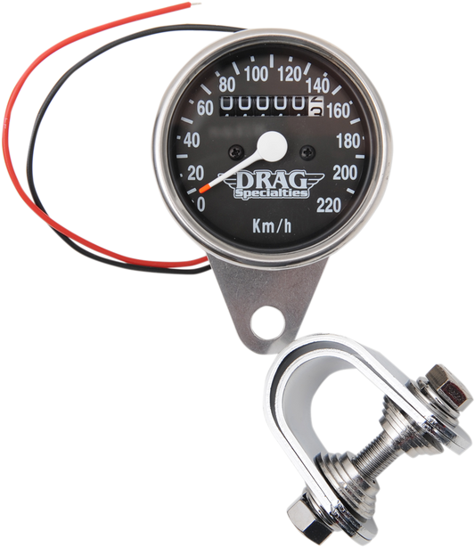 Drag Specialties 2:1 Chrome 220 KPH Mini Mechanical Speedometer & Odometer